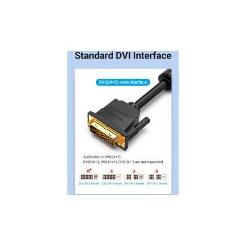 Кабель мультимедійний DVI M to VGA M 3.0m 24+5pin black Vention (EACBI)