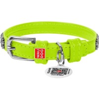 Нашийник для тварин WAUDOG Glamour з QR-паспортом "Стрази" XS Ш 12 мм салатовий (33085)