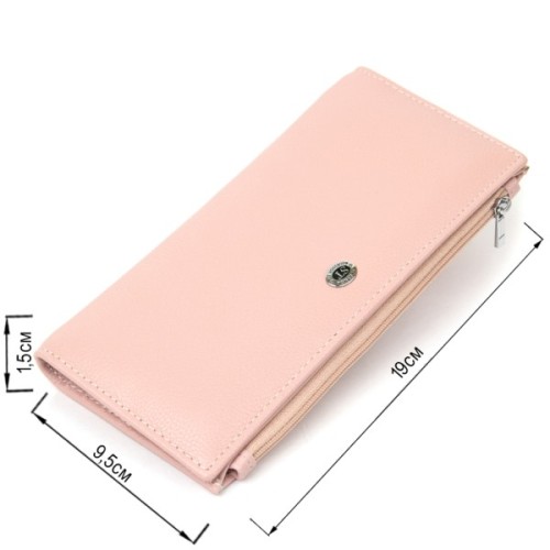 Гаманець ST Leather З натуральної шкіри Рожевий (19383)