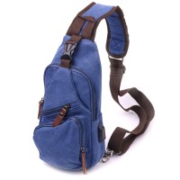 Сумка Vintage З USB кабелем через плече із текстилю Синя (21224)