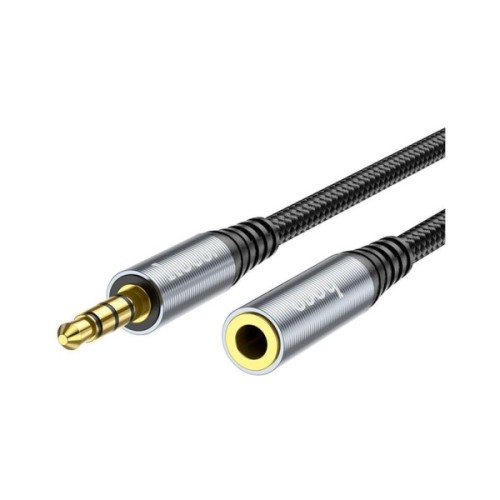 Кабель мультимедійний 3.5mm M to 3.5mm F 2.0m Gray HOCO (6931474762160)