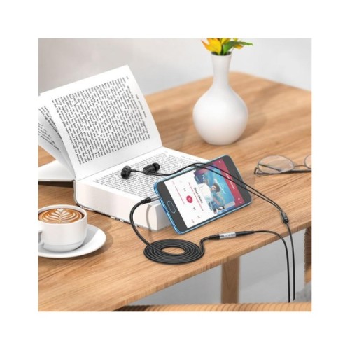 Кабель мультимедійний 3.5mm M to 3.5mm F 2.0m Gray HOCO (6931474762160)