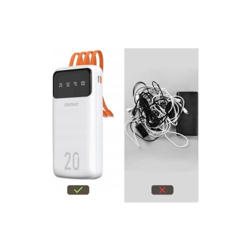 Батарея універсальна Dudao K6Pro+ 20000mAh 10W with USB-C/Lightning/MicroUSB/USB-A cables (6977196682409)