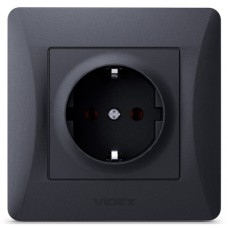 Розетка Videx BINERA 1ая із заземленням черн (VF-BNSK1G-BG)