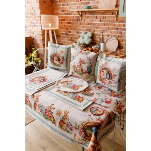 Наволочка Прованс гобеленова декоративна Зайчик з синьою стрічкою Злагода 45х45 см (034250)