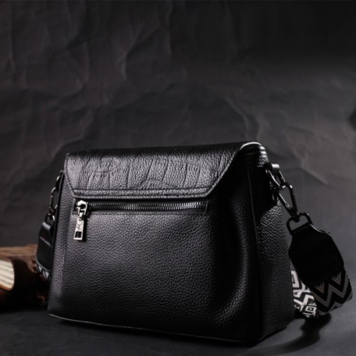 Сумка Vintage Жіноча з натуральної шкіри Чорна (22330)