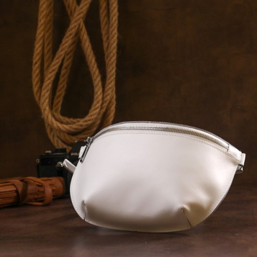 Сумка Shvigel Шкіряна бананка Біла (16384)