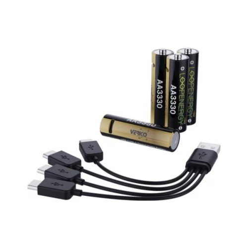 Акумулятор Verico AA USB Type-C 2220mAh/3330mWh-1.5V Li-ion 4шт./уп. (Loop Energy PRO) (1UDBT-A6WEAC-NN)