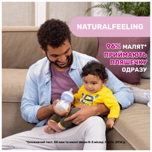 Пляшечка для годування Chicco Natural Feeling силікон середній потік 250мл рожева (81323.10)