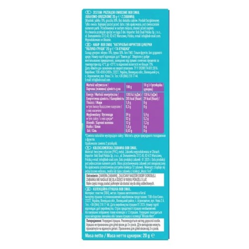 Цукерка Bob Snail Равлик Боб набір Яблуко-груша з іграшкою 20 г (4820219342748)