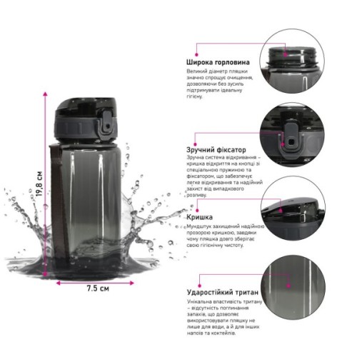 Пляшка для води Line Art Paran 600 мл чорний (60014018LA-01)