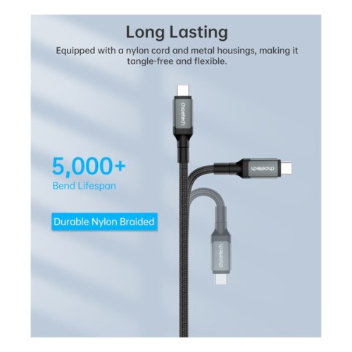Дата кабель USB-C to USB-C 2.0m USB4 Gen 3 240W 8K Choetech (XCC-1042)