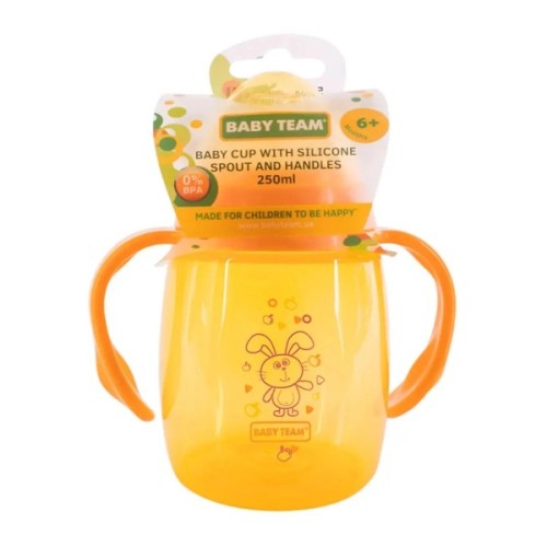 Поїльник-непроливайка Baby Team З силіконовим спаутом і ручками 250 мл (4824428050043)