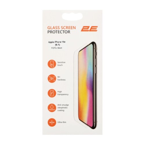 Скло захисне 2E Apple iPhone 16e 2.5D FCFG black (2E-IP-16E.-6.1-SMFCFG-BB)