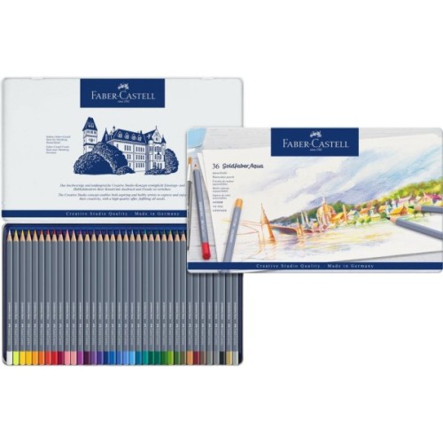 Олівці кольорові Faber-Castell Goldfaber Aqua акварельні, в металевій коробці, 36 кольорів 114636 (27983)