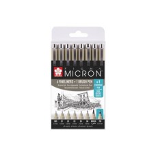 Лайнер Sakura Набір Pigma Micron 6 шт, 1 лінер-пензель Pigma Brush + PIGMA Micron PN в подарунок (8712079421731)