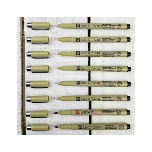 Лайнер Sakura Набір Pigma Micron 6 шт, 1 лінер-пензель Pigma Brush + PIGMA Micron PN в подарунок (8712079421731)