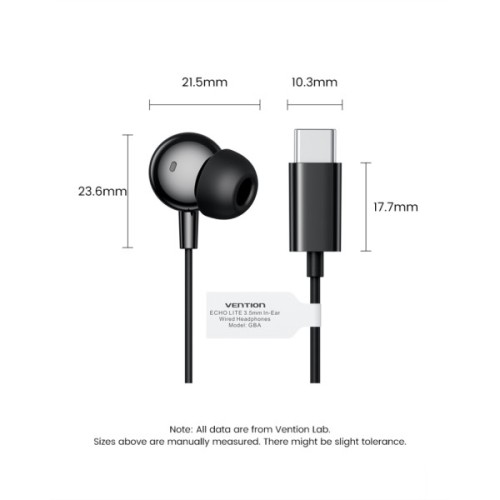 Навушники Vention Echo Lite USB-C In-Ear Wired Black (GBBBAV)
