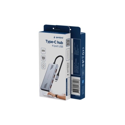 Концентратор Gembird USB-C 4-in-1 4xUSB 3.2 silver (UHB-CM-U310-A4-01)