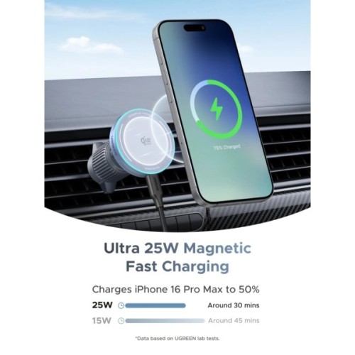 Універсальний автотримач Ugreen W758 Magnetic Wireless Car Charger 25W QI2.2 Starlight Blue (55967)