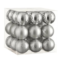 Ялинкова іграшка House Of Seasons Кульки Пластик 27 шт D8 см Сріблясті (8720967923311)