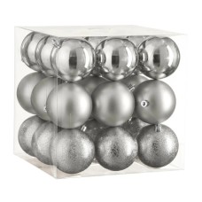 Ялинкова іграшка House Of Seasons Кульки Пластик 27 шт D8 см Сріблясті (8720967923311)
