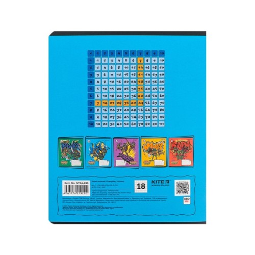 Зошит Kite Ninja Turtles, 18 аркушів, клітинка (NT24-236)