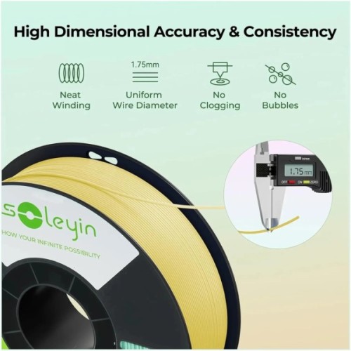 Пластик для 3D-принтера Creality Soleyin PLA ULTRA 1kg, 1.75mm, green light (3301010508)