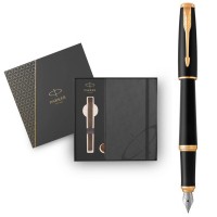Ручка пір'яна Parker URBAN 17 Muted Black GT  FP F + блокнот Parker + подар.упаковка GIFT24 (30 011b24)