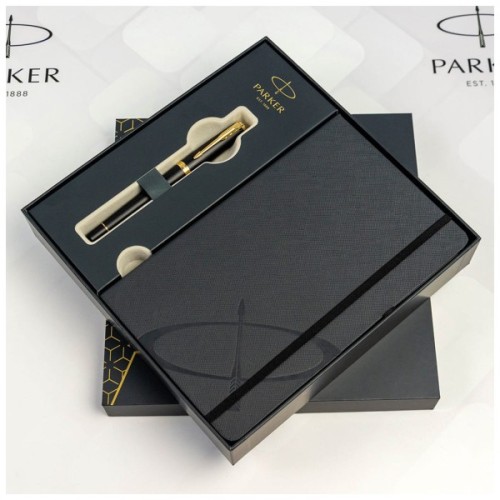 Ручка пір'яна Parker URBAN 17 Muted Black GT  FP F + блокнот Parker + подар.упаковка GIFT24 (30 011b24)
