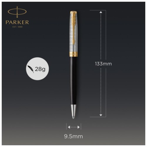 Ручка кулькова Parker SONNET 17 Metal & Black Lacquer GT BP (68 132)