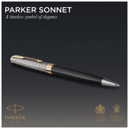 Ручка кулькова Parker SONNET 17 Metal & Black Lacquer GT BP (68 132)