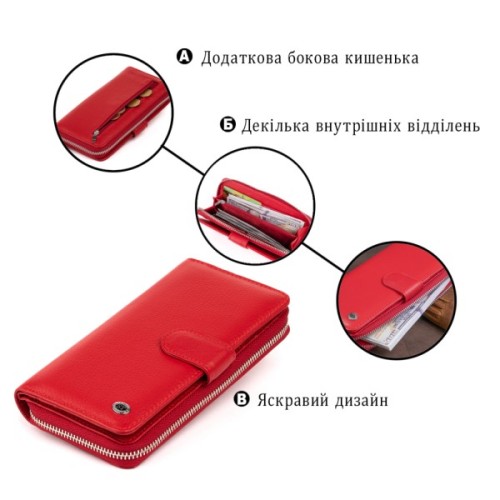 Гаманець ST Leather Зі шкіри жіночий Червоний (19306)