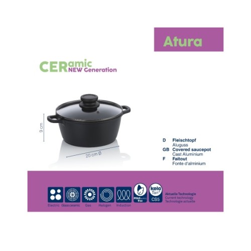 Каструля Kela Atura, з кришкою 20 см, 1.7 л (15170)