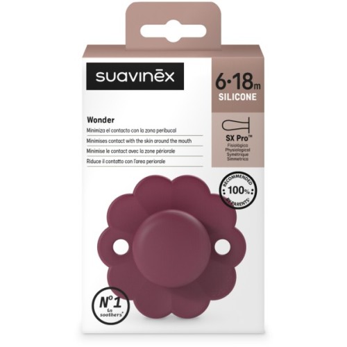 Пустушка Suavinex Wonder фізіологічна, 6-18 місяців, бордова (308389)