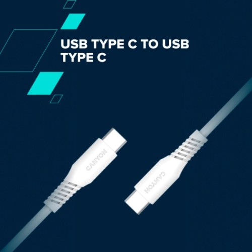 Дата кабель USB-C to USB-C 1.2m CC60SC 60W White Canyon (CNS-CC60SC12W)