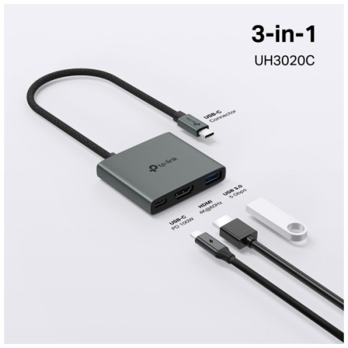 Концентратор TP-Link USB-C 3-in-1 1xUSB 3.0 + 1xUSB-C PD 100W + 1xHDMI (UH3020C)
