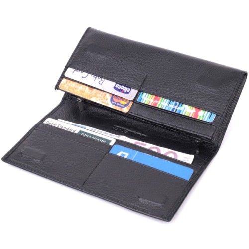 Гаманець ST Leather З натуральної шкіри Чорний (22523)