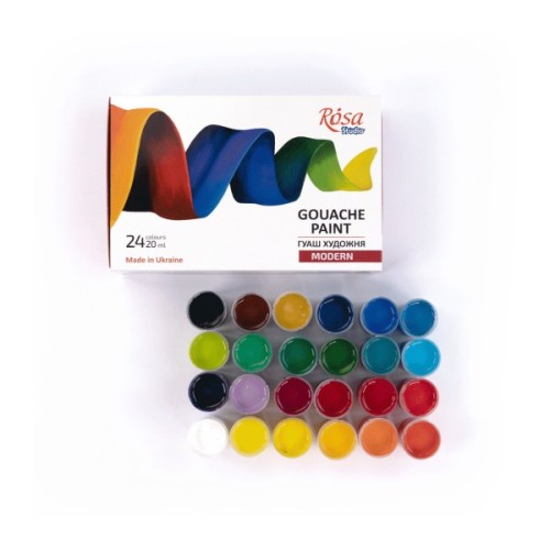 Гуашеві фарби Rosa Modern 24 кольри по 20 мл (4823098521204)