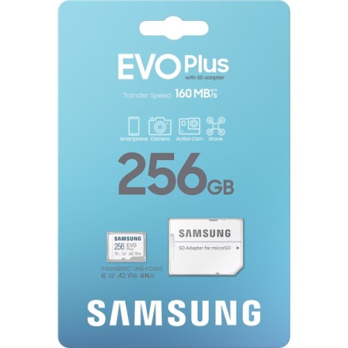 Карта пам'яті Samsung 256GB microSD class 10 UHS-I U3 V30 A2 EVO Plus (MB-MC256SA/EU)