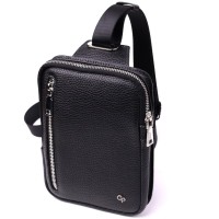 Сумка Grande Pelle Бананка з натуральної шкіри Чорна (22877)