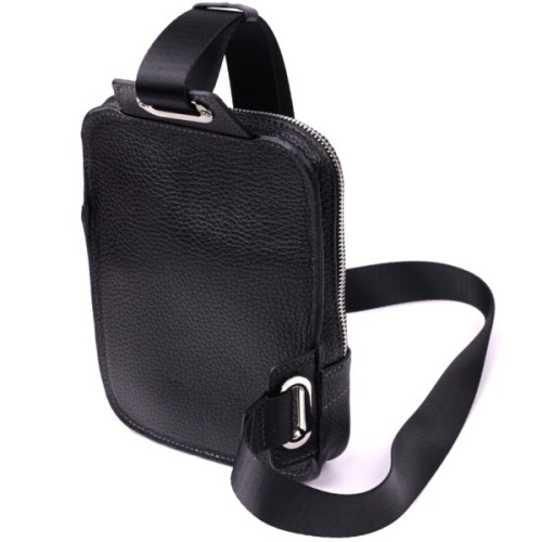 Сумка Grande Pelle Бананка з натуральної шкіри Чорна (22877)