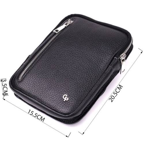 Сумка Grande Pelle Бананка з натуральної шкіри Чорна (22877)