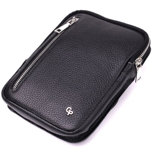 Сумка Grande Pelle Бананка з натуральної шкіри Чорна (22877)