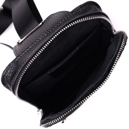 Сумка Grande Pelle Бананка з натуральної шкіри Чорна (22877)