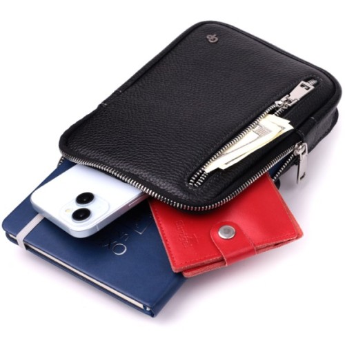 Сумка Grande Pelle Бананка з натуральної шкіри Чорна (22877)