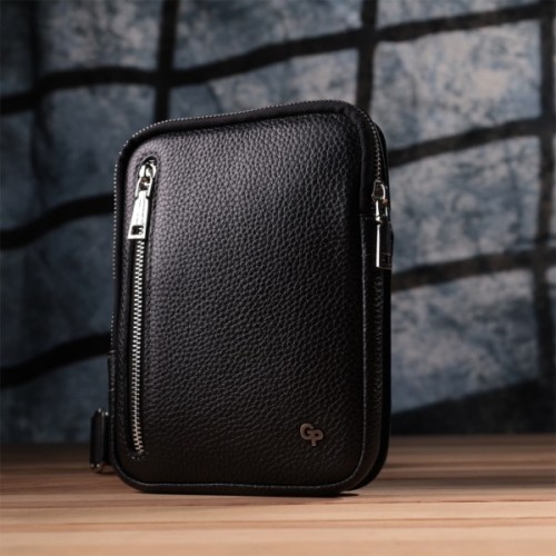 Сумка Grande Pelle Бананка з натуральної шкіри Чорна (22877)