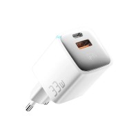 Зарядний пристрій Essager 1xUSB + 1xUSB-C 33W GaN white (ECTAC-JXB02-Z)