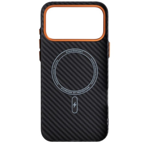 Чохол до мобільного телефона Armorstandart LikeCarbon2 SE MagCase Apple iPhone 17 Pro Max Black Orange (ARM89162)
