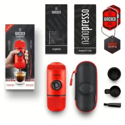 Кавоварка кемпінгова Wacaco Nanopresso з чохлом червона (WNANORED)